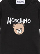 T-shirt per neonati Moschino Kids nera con stampa Teddy Bear sul davanti M6M047LAA34 60100 MOSCHINO KIDS 