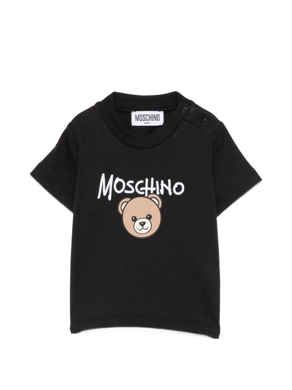 T-shirt per neonati Moschino Kids nera con stampa Teddy Bear sul davanti M6M047LAA34 60100 MOSCHINO KIDS 
