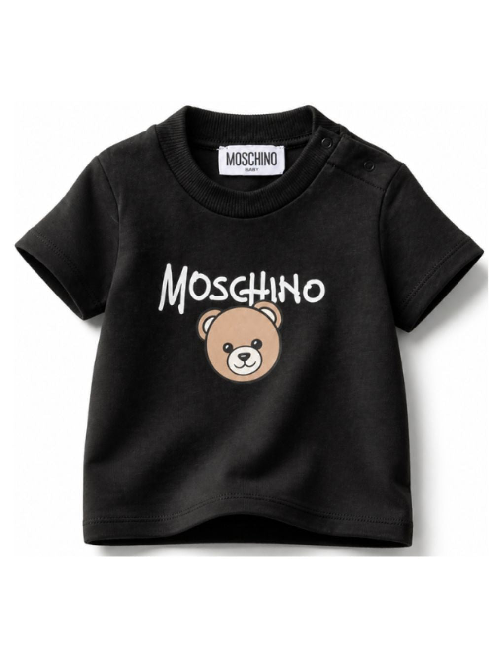 T-shirt per neonati Moschino Kids nera con stampa Teddy Bear sul davanti M6M047LAA34 60100 MOSCHINO KIDS 