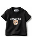 T-shirt per neonati Moschino Kids nera con stampa Teddy Bear sul davanti M6M047LAA34 60100 MOSCHINO KIDS 