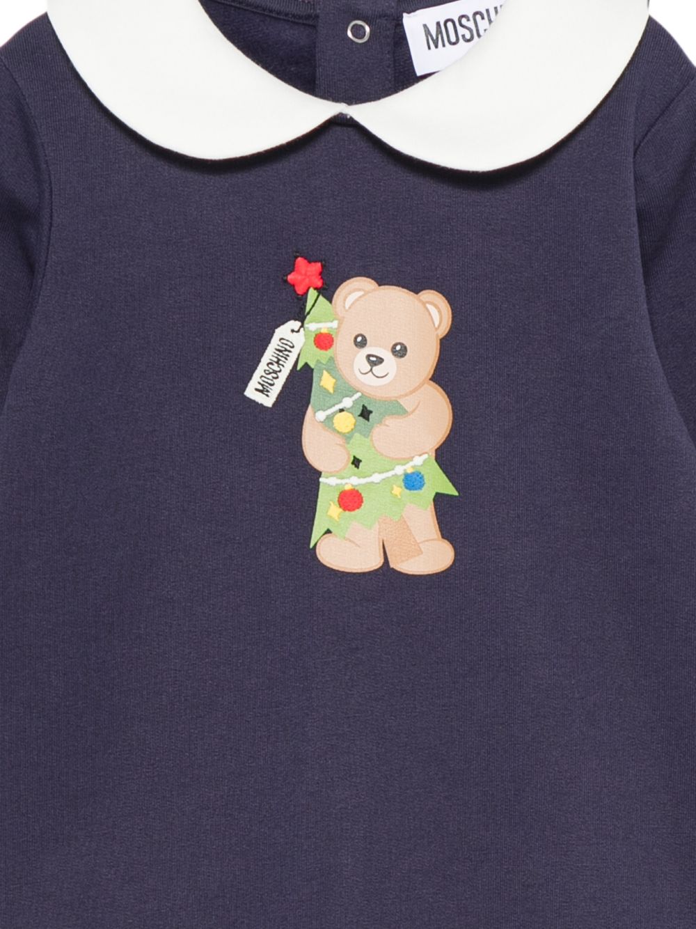 Tutina per neonati Moschino Kids blu con Teddy e Albero di Natale M6Y037LCA61 40016 MOSCHINO KIDS 