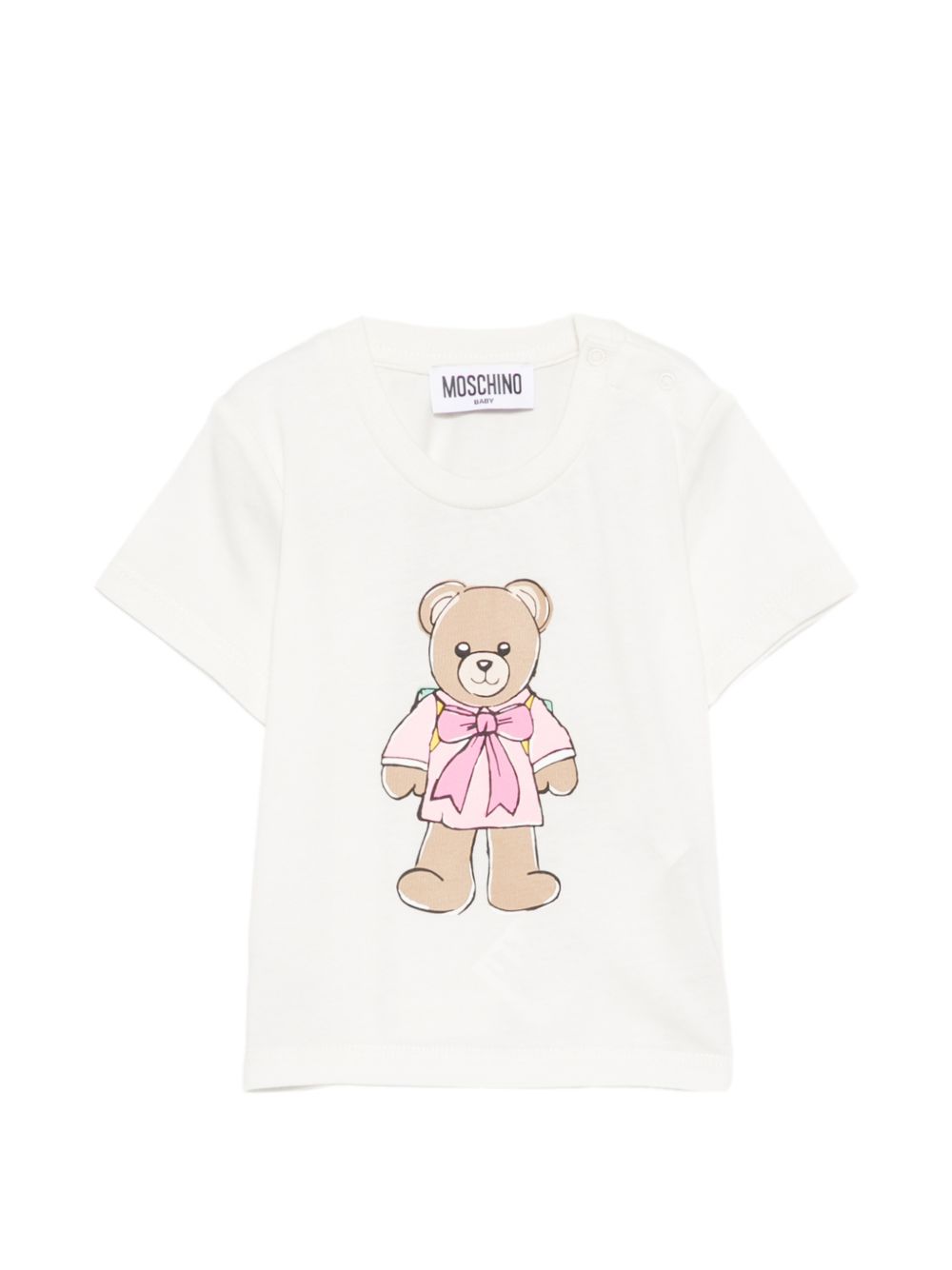 T-shirt per neonata Moschino Kids bianca con motivo orsetto di peluche M7M047LAA10 10063 MOSCHINO KIDS 