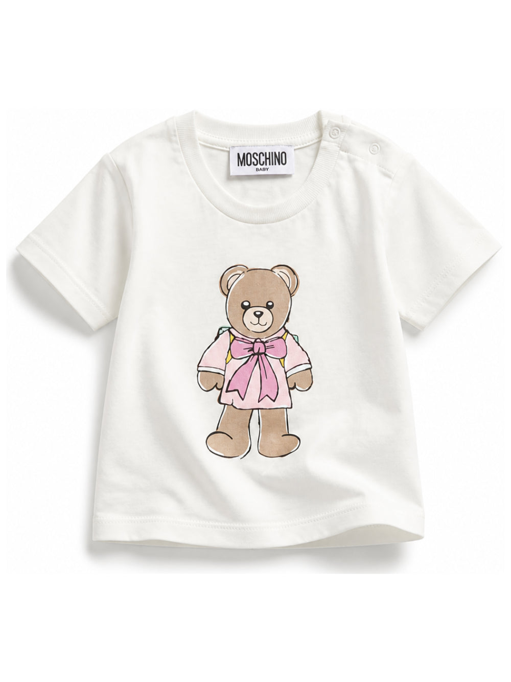 T-shirt per neonata Moschino Kids bianca con motivo orsetto di peluche M7M047LAA10 10063 MOSCHINO KIDS 