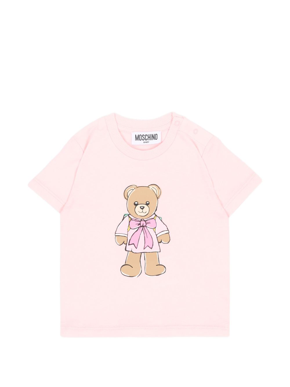 T-shirt per neonata Moschino kids rosa con motivo orsetto sul davanti M7M047LAA10 50209 MOSCHINO KIDS 