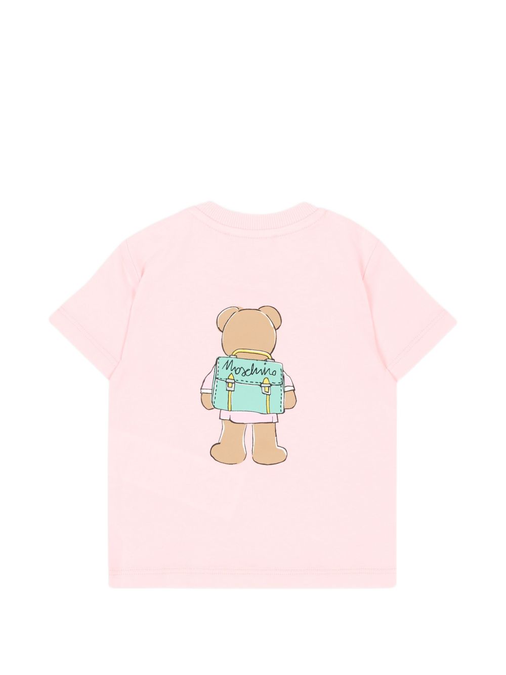 T-shirt per neonata Moschino kids rosa con motivo orsetto sul davanti M7M047LAA10 50209 MOSCHINO KIDS 
