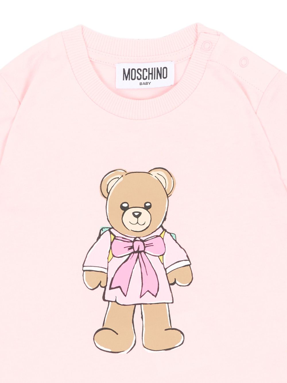 T-shirt per neonata Moschino kids rosa con motivo orsetto sul davanti M7M047LAA10 50209 MOSCHINO KIDS 