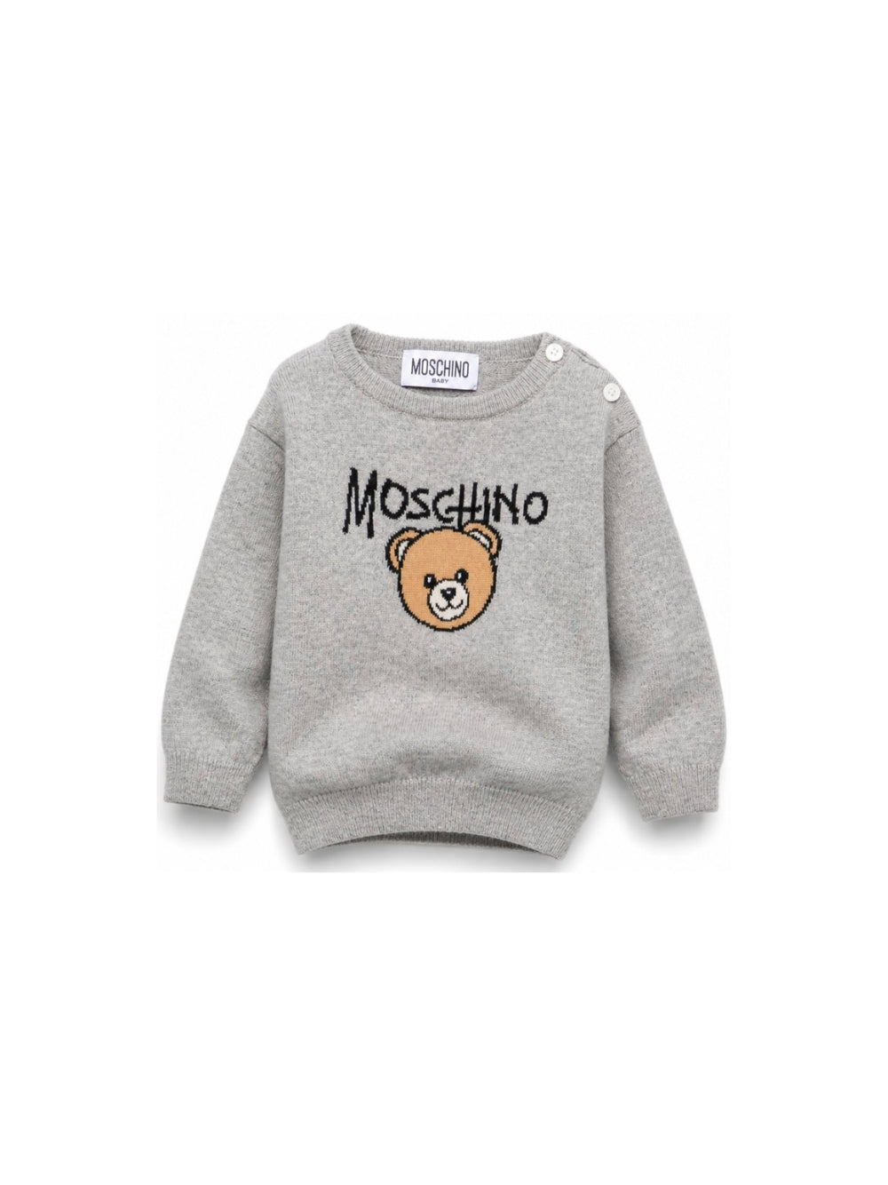 Maglione per neonato Moschino Kids grigio con logo ricamato sul davanti M9W00JLHE43 60901 MOSCHINO KIDS 