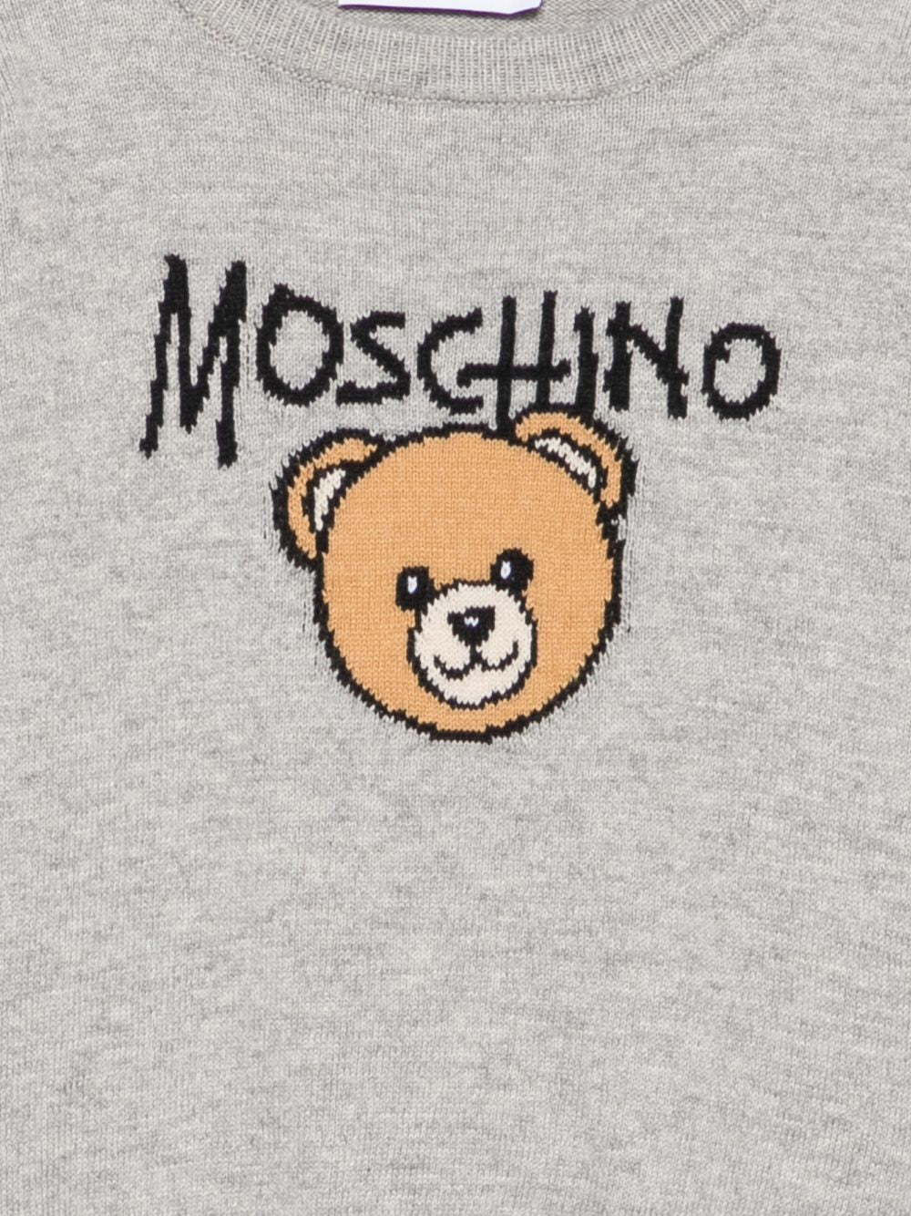 Maglione per neonato Moschino Kids grigio con logo ricamato sul davanti M9W00JLHE43 60901 MOSCHINO KIDS 