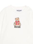 Abito per neonata Moschino Kids bianco con stampa orsetto sul davanti MBV0BKLDA18 10063 MOSCHINO KIDS 