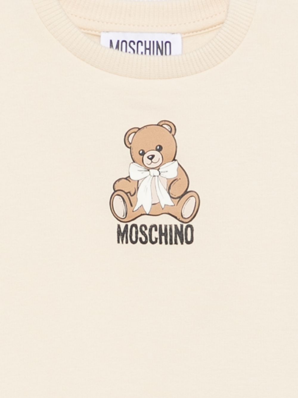 Abito per neonata Moschino Kids beige con stampa orsetto sul davanti MBV0BKLDA18 20404 MOSCHINO KIDS 