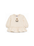Abito per neonata Moschino Kids beige con stampa orsetto sul davanti MBV0BKLDA18 20404 MOSCHINO KIDS 