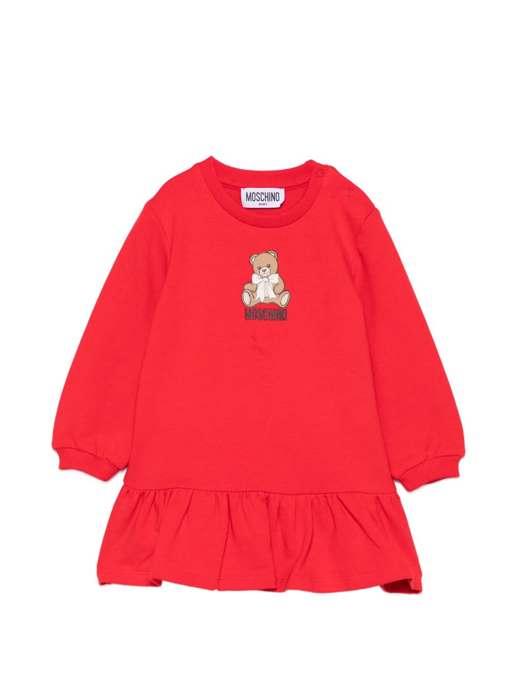 Abito per neonata Moschino Kids rosso con motivo orsetto MBV0BKLDA18 50109 MOSCHINO KIDS 