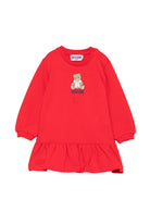 Abito per neonata Moschino Kids rosso con motivo orsetto MBV0BKLDA18 50109 MOSCHINO KIDS 