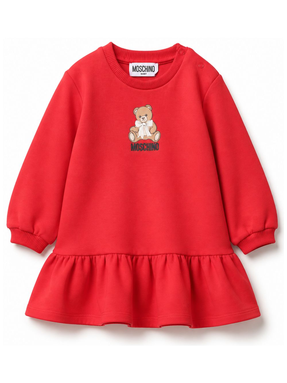Abito per neonata Moschino Kids rosso con motivo orsetto MBV0BKLDA18 50109 MOSCHINO KIDS 