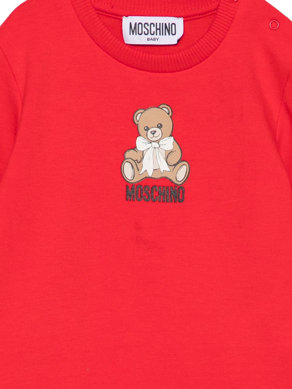 Abito per neonata Moschino Kids rosso con motivo orsetto MBV0BKLDA18 50109 MOSCHINO KIDS 