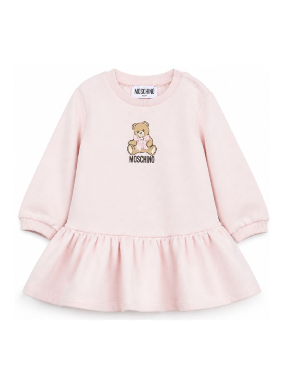 Abito per neonata Moschino Kids rosa con stampa orsetto sul davanti MBV0BKLDA18 50209 MOSCHINO KIDS 