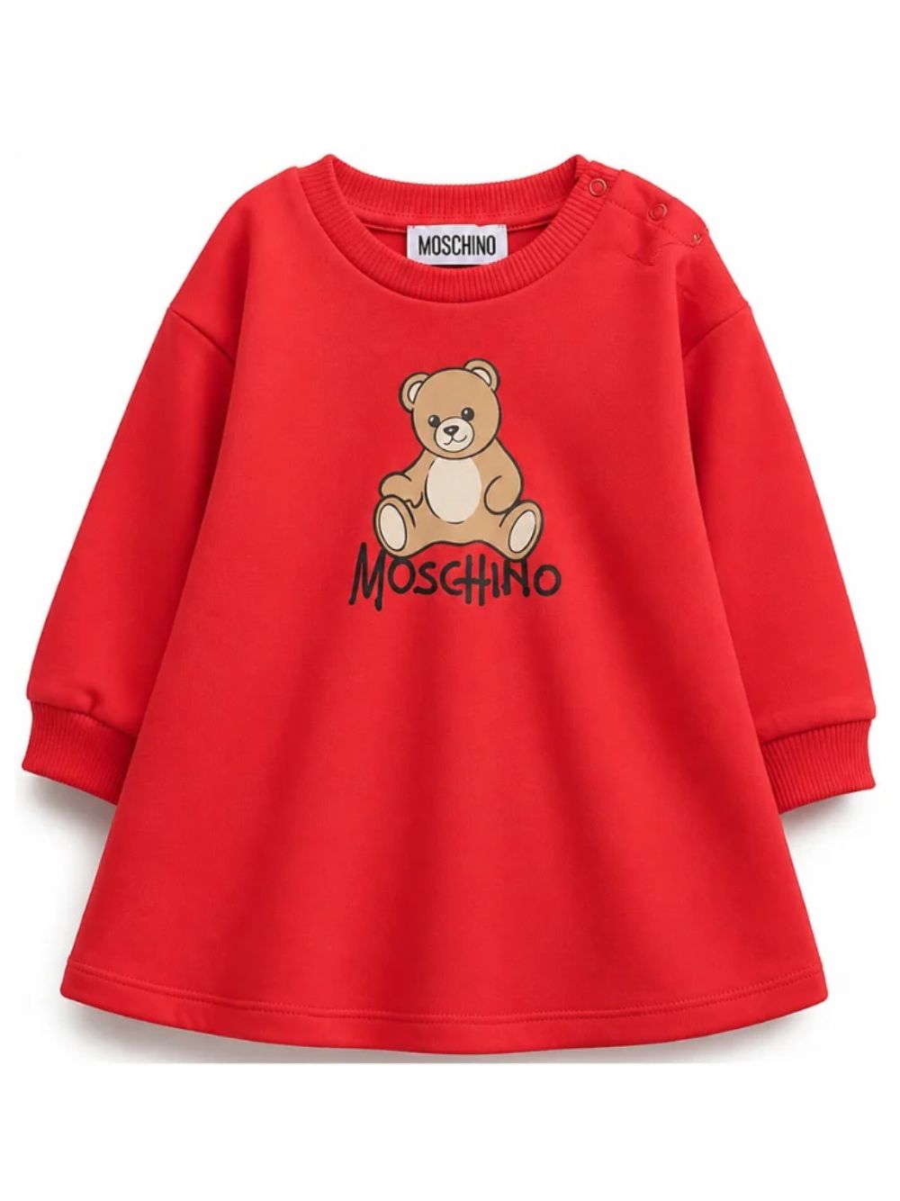 Abito per neonata Moschino Kids rosso con motivo Teddy Bear MBV0CVLCA40 50109 MOSCHINO KIDS 