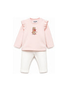 Completo per neonata Moschino Kids rosa e bianco con dettaglio con volant MCK01XLBA11 84241 MOSCHINO KIDS 