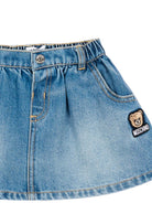 Gonna per neonata Moschino Kids denim con patch orsetto applicato MDJ01PL0E36 41040 MOSCHINO KIDS 