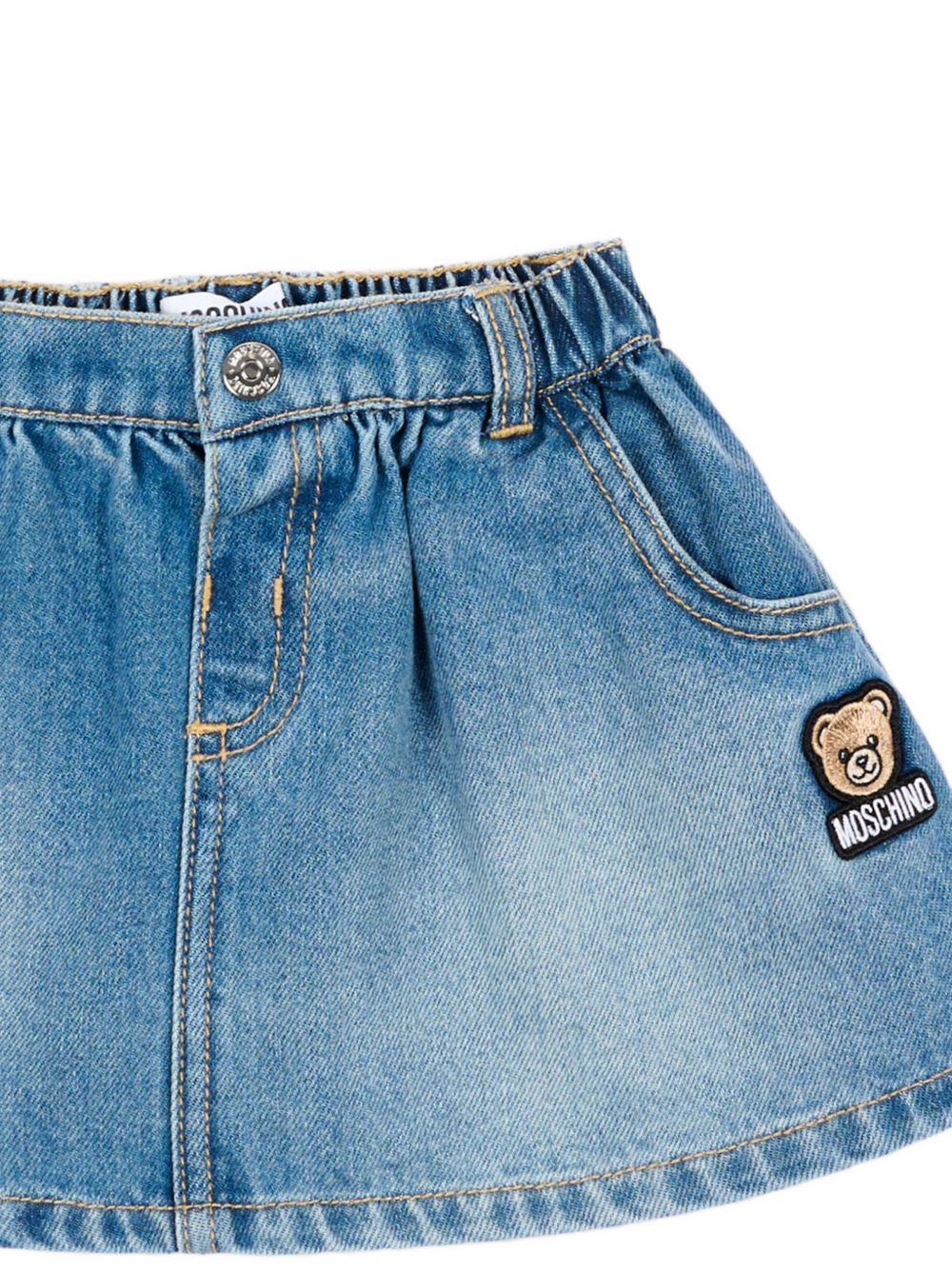 Gonna per neonata Moschino Kids denim con patch orsetto applicato MDJ01PL0E36 41040 MOSCHINO KIDS 
