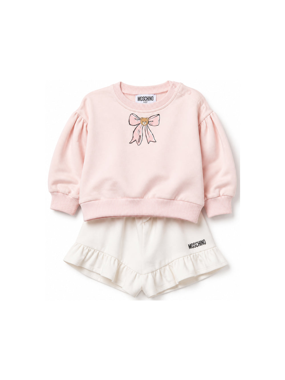Set felpa e gonna per neonata Moschino Kids multicolore con decorazione fiocco sul davanti MDK03HLDA18 84241 MOSCHINO KIDS 