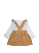 Abito per neonata Moschino Kids marrone in velluto con stampa logo MDK03ILVC02 20351 MOSCHINO KIDS 
