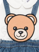 Completo in salopette per neonata Moschino Kids denim con orsacchiotto MDK03OLXE43 10063 MOSCHINO KIDS 
