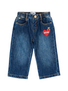 Jeans per neonata Moschino Kids denim con applicazione cuore MDP03LL0E49 41047 MOSCHINO KIDS 