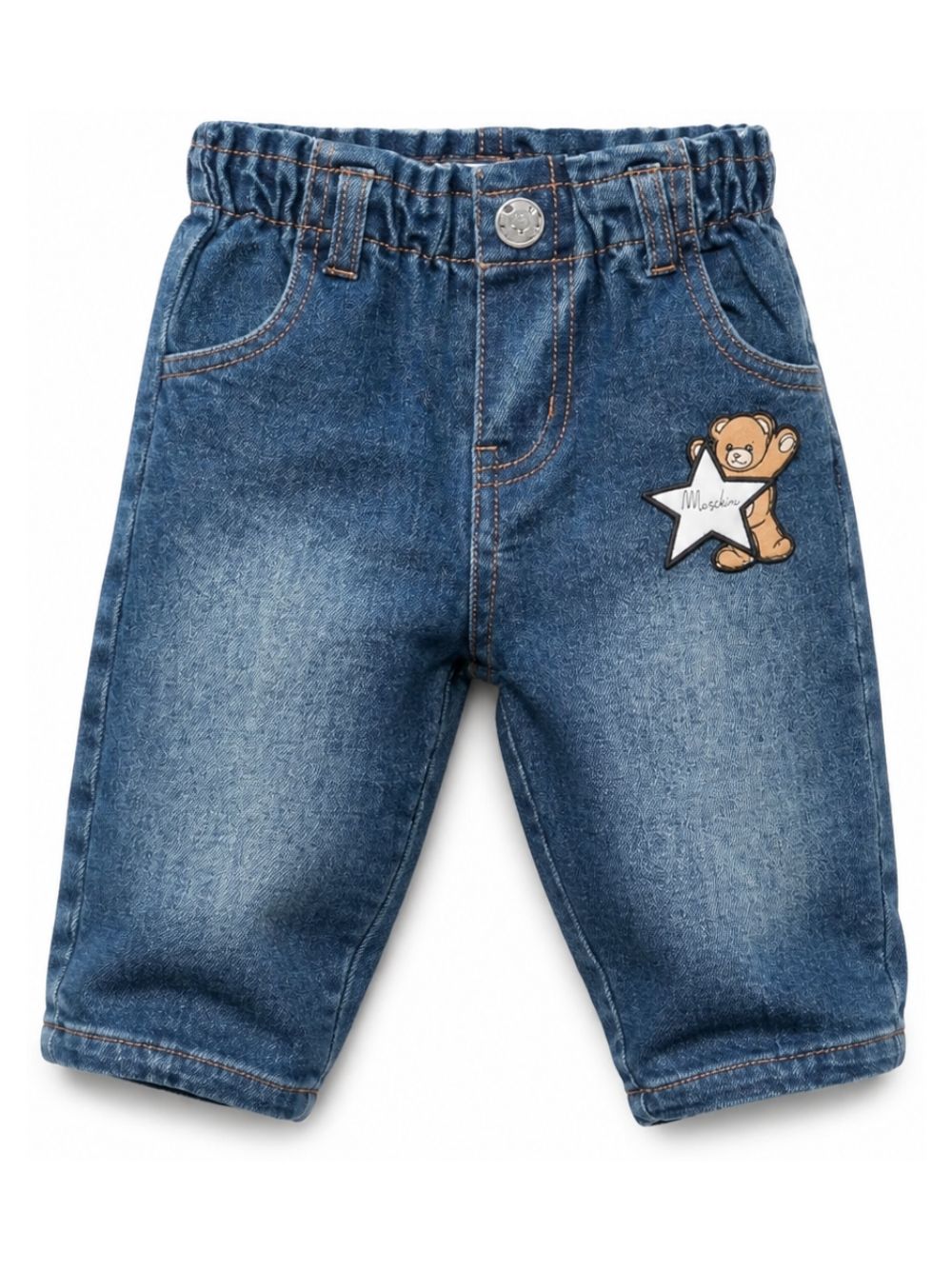 Jeans per neonato Moschino Kids blu con patch a stella MDP03MLXE64 40507 MOSCHINO KIDS 