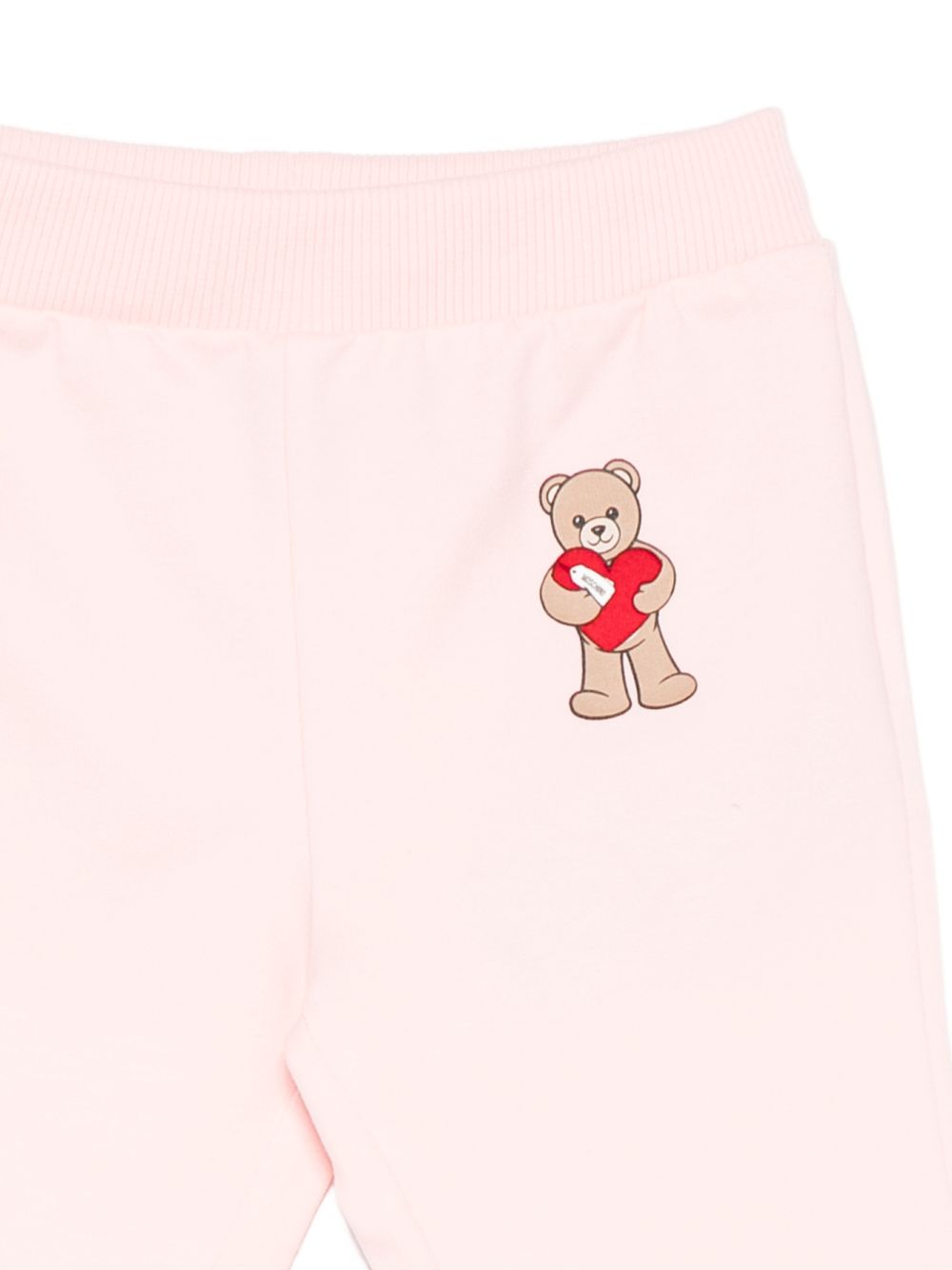 Pantaloni per neonata Moschino Kids rosa con motivo Teddy Bear MDP03NLDA63 50209 MOSCHINO KIDS 