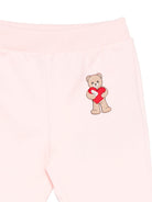 Pantaloni per neonata Moschino Kids rosa con motivo Teddy Bear MDP03NLDA63 50209 MOSCHINO KIDS 