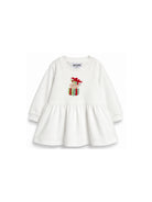 Abito per neonata Moschino Kids bianco con chiusura a spalla con volant MDV0DOLCA61 10063 MOSCHINO KIDS 