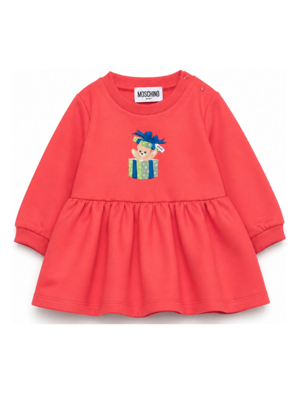 Abito per neonata Moschino Kids rosso con stampa Teddy e Pacco regalo MDV0DOLCA61 50109 MOSCHINO KIDS 