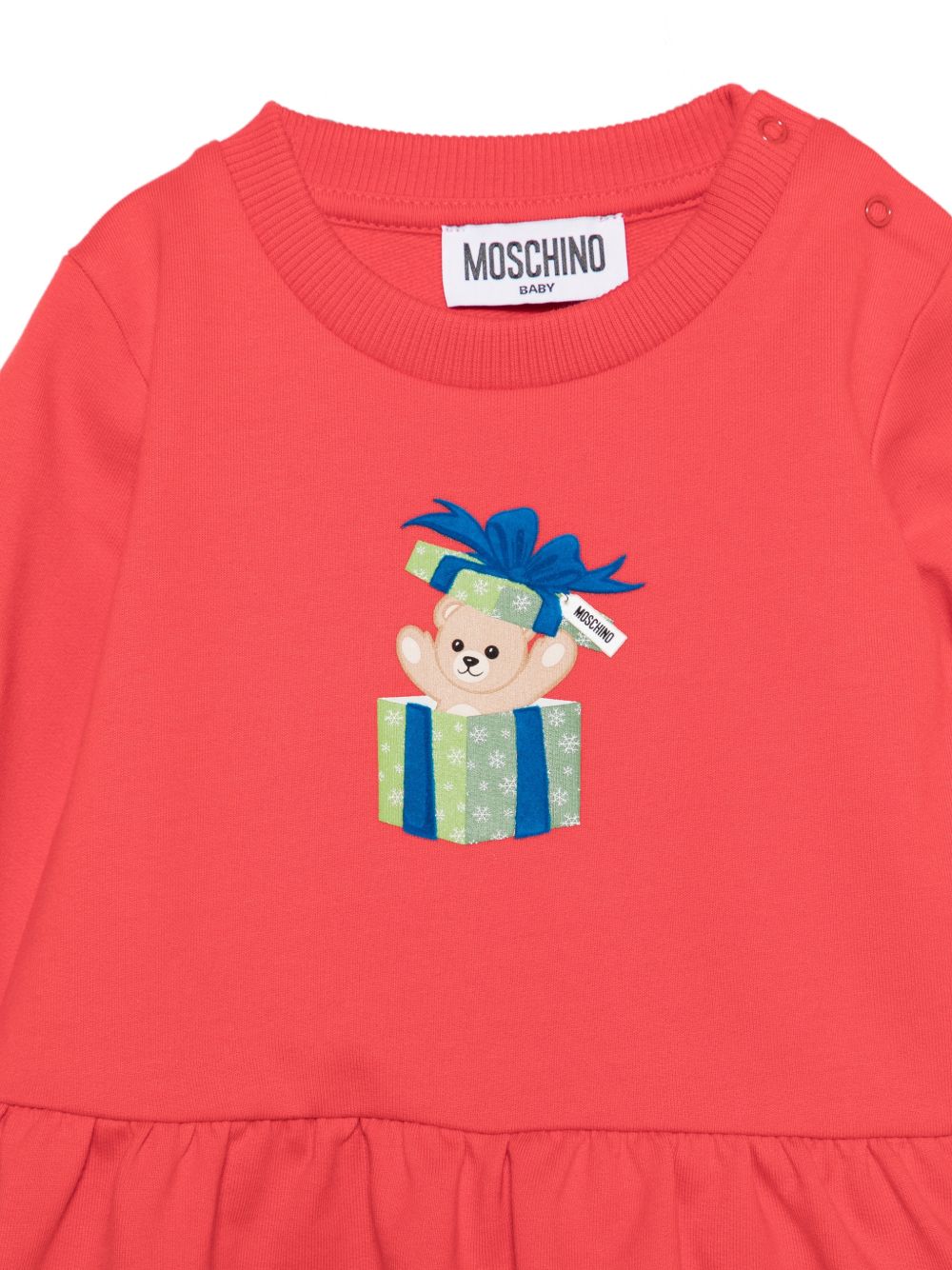 Abito per neonata Moschino Kids rosso con stampa Teddy e Pacco regalo MDV0DOLCA61 50109 MOSCHINO KIDS 