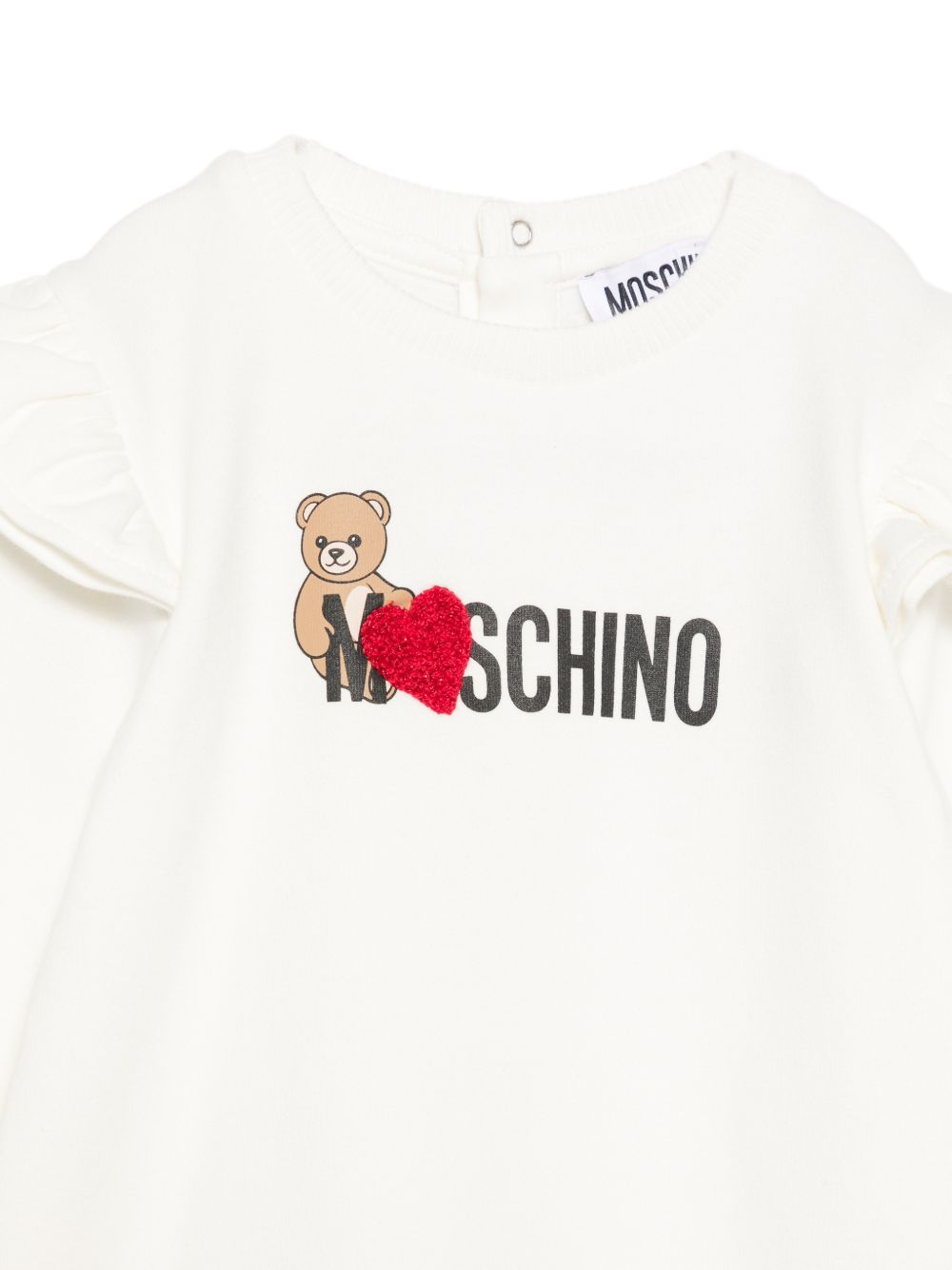 Abito per neonata Moschino Kids bianco con ruches MDV0DPLDA18 10063 MOSCHINO KIDS 