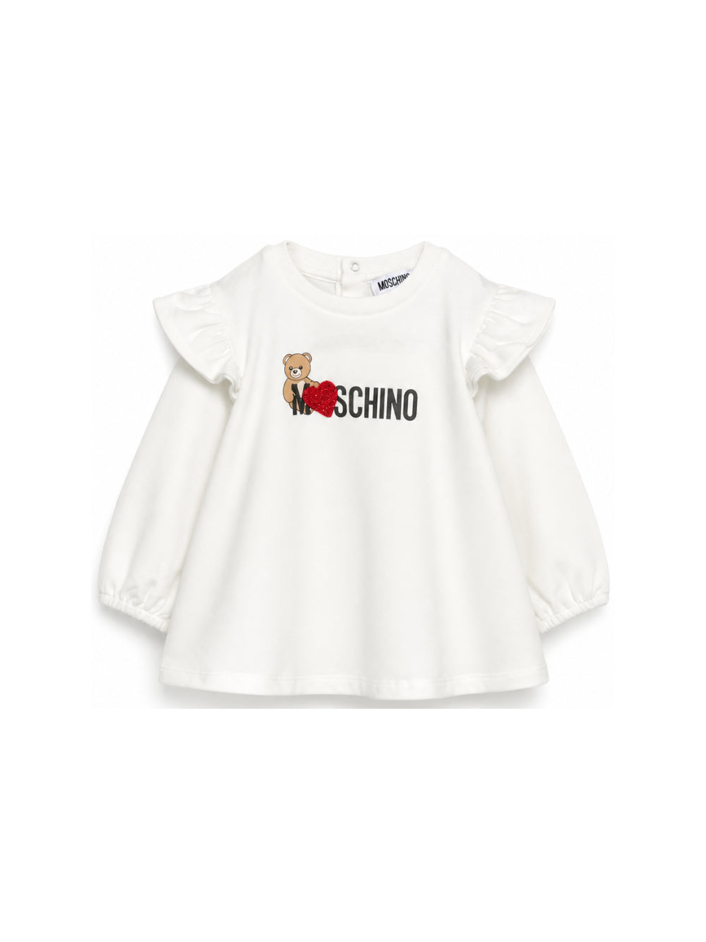 Abito per neonata Moschino Kids bianco con ruches MDV0DPLDA18 10063 MOSCHINO KIDS 