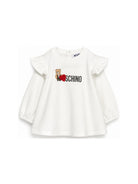 Abito per neonata Moschino Kids bianco con ruches MDV0DPLDA18 10063 MOSCHINO KIDS 