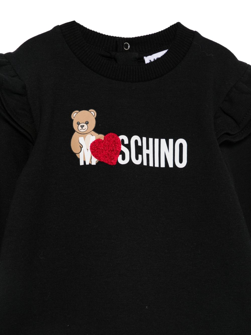Abito per neonata Moschino Kids nero con stampa logo sul davanti MDV0DPLDA18 60100 MOSCHINO KIDS 