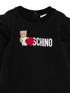 Abito per neonata Moschino Kids nero con stampa logo sul davanti MDV0DPLDA18 60100 MOSCHINO KIDS 