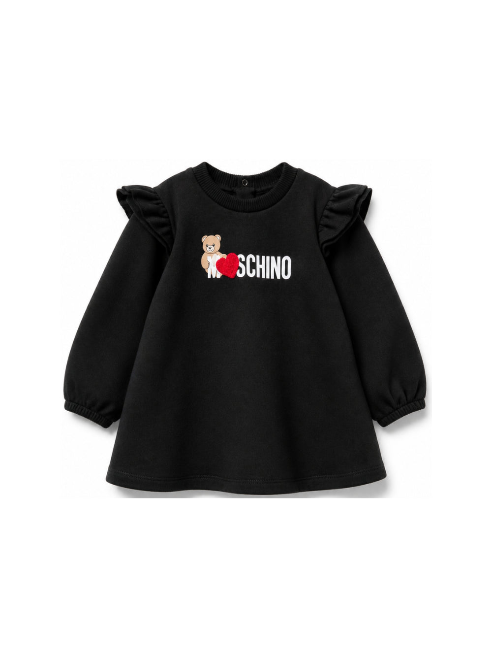 Abito per neonata Moschino Kids nero con stampa logo sul davanti MDV0DPLDA18 60100 MOSCHINO KIDS 