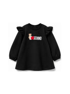 Abito per neonata Moschino Kids nero con stampa logo sul davanti MDV0DPLDA18 60100 MOSCHINO KIDS 