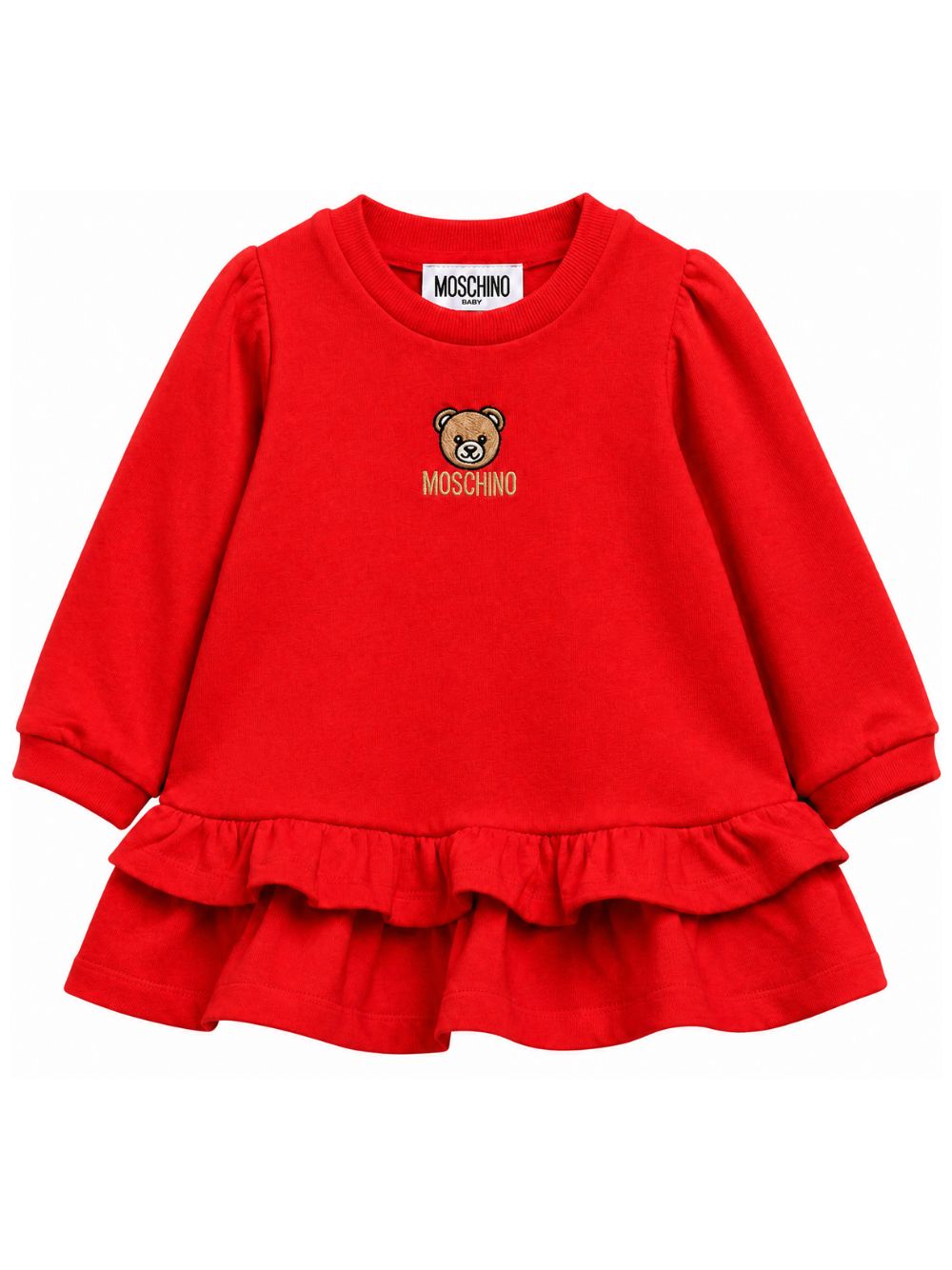 Abito per neonata Moschino Kids rosso con patch orsetto MDV0DQLCA40 50109 MOSCHINO KIDS 