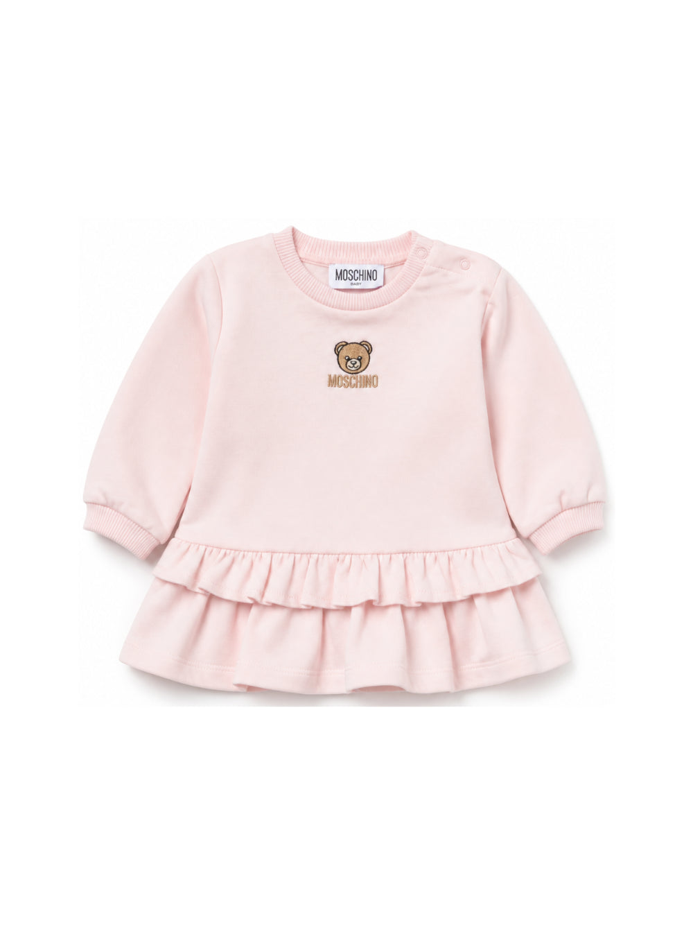 Abito per neonata Moschino Kids rosa con patch orsetto MDV0DQLCA40 50209 MOSCHINO KIDS 