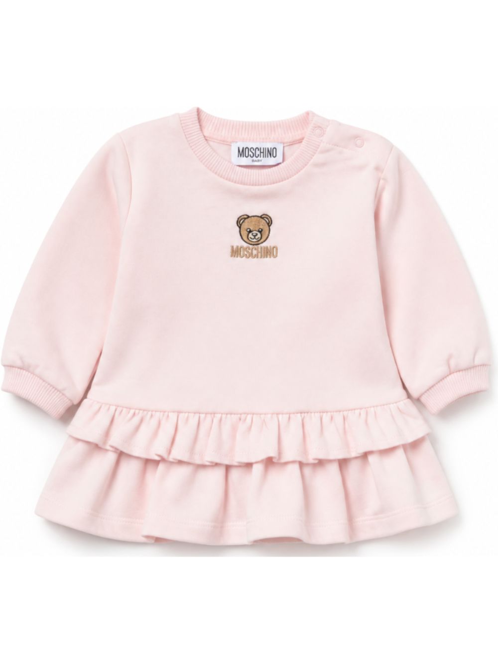 Abito per neonata Moschino Kids rosa con patch orsetto MDV0DQLCA40 50209 MOSCHINO KIDS 
