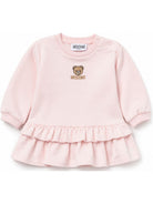 Abito per neonata Moschino Kids rosa con patch orsetto MDV0DQLCA40 50209 MOSCHINO KIDS 