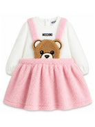 Abito per neonata Moschino Kids rosa con cucitura teddy MDV0DXLIA00 84324 MOSCHINO KIDS 