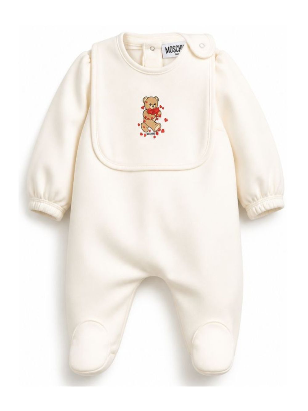 Tutina e bavaglino per neonati Moschino Kids bianchi con motivo Teddy Bear MDY01CLDA63 10063 MOSCHINO KIDS 