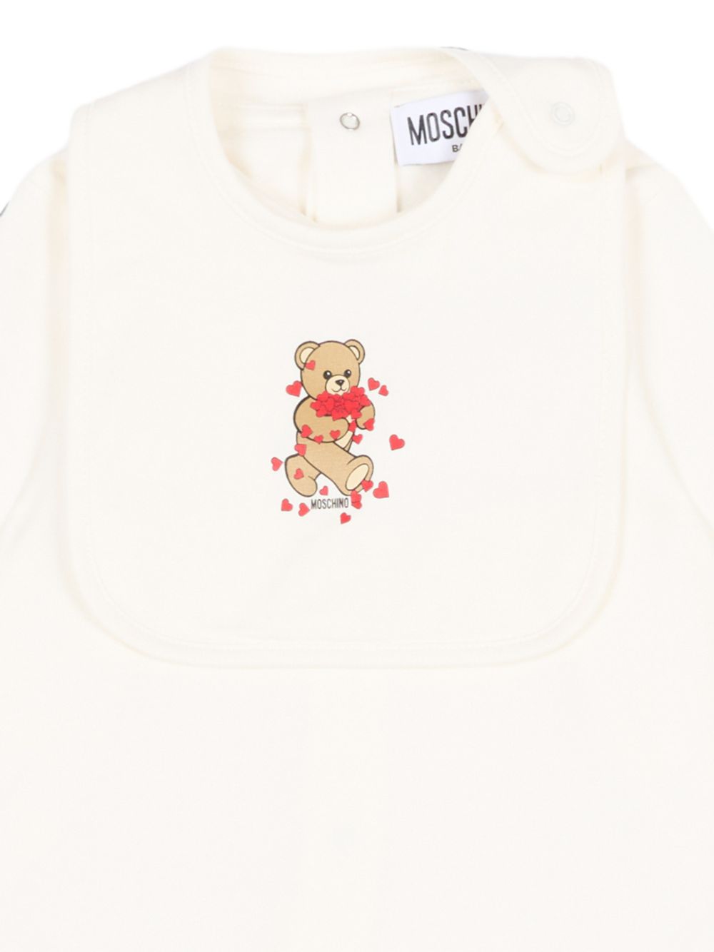 Tutina e bavaglino per neonati Moschino Kids bianchi con motivo Teddy Bear MDY01CLDA63 10063 MOSCHINO KIDS 