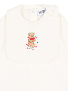 Tutina e bavaglino per neonati Moschino Kids bianchi con motivo Teddy Bear MDY01CLDA63 10063 MOSCHINO KIDS 