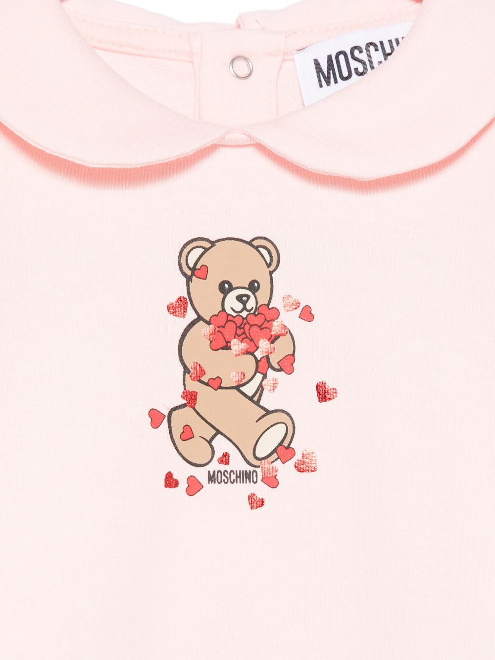 Set tutina e bavaglino per neonata Moschino Kids rosa con motivo Teddy Bear MDY01CLDA63 50209 MOSCHINO KIDS 
